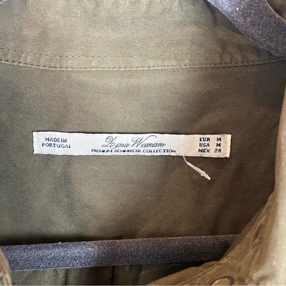 Zara Woman Olive Green Military Style Button Down size Medium - Picture 9 of 10